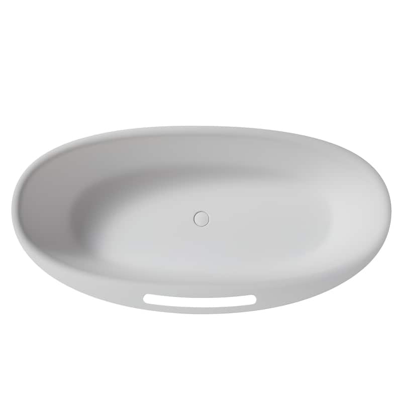 63" / 67" Solid Surface Freestanding Bathtub in Matte White/Black