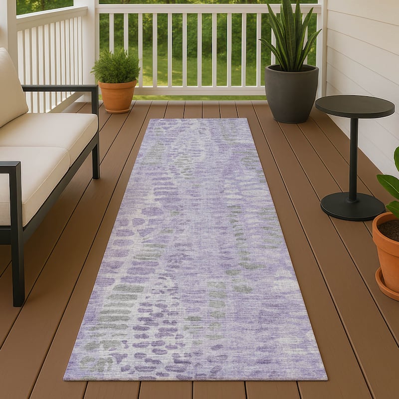 Machine Washable Indoor/ Outdoor Modern Imprints Chantille Rug - Purple - 2'3" x 7'6"