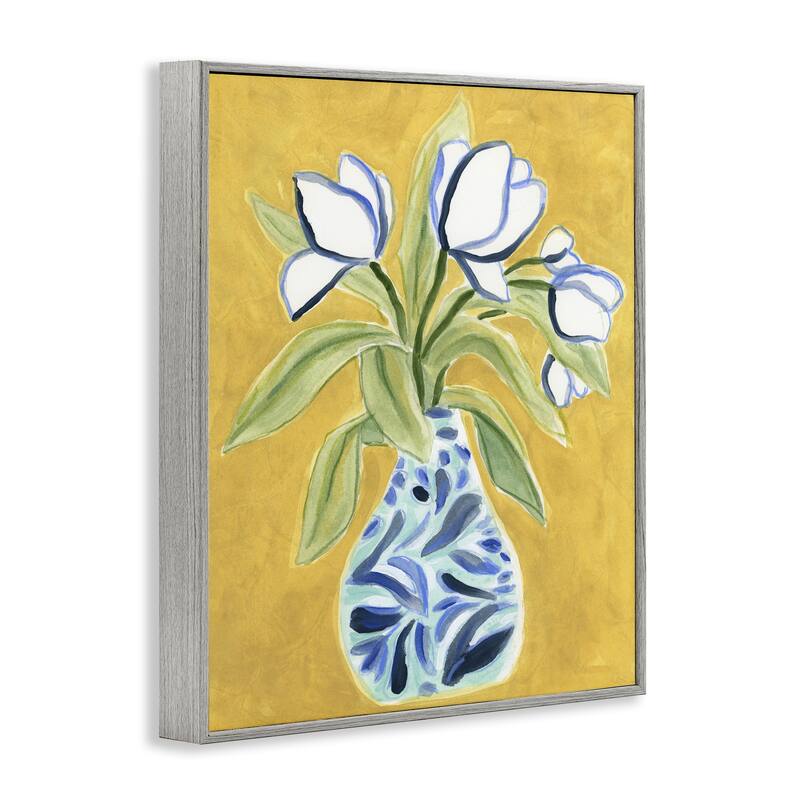 Stupell Lively Tulips in Vase Framed Giclee Art Design By June Erica Vess