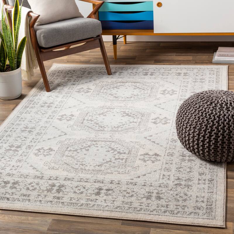 Livabliss Afton Persian Medallion Rug - Light Grey - 7'10" x 10'3"