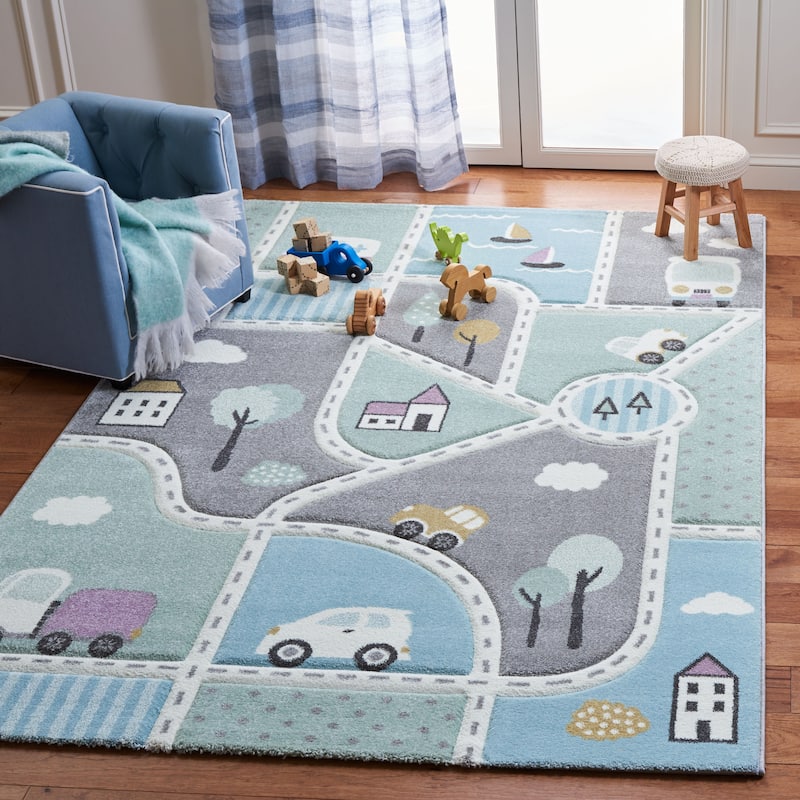 SAFAVIEH Carousel Kids Mihaila Neighborhood Rug - 5'3" x 7'6" - Grey/Light Blue