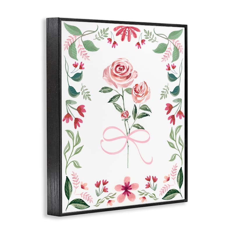 Stupell Delicate Roses Floral Border Framed Giclee Art Design By Kristen Brockmon