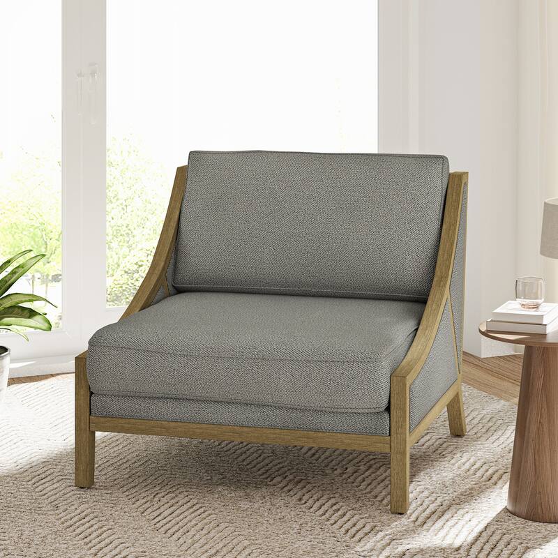 Kim Farmhouse Armchair with Solid Wood Legs