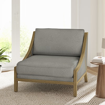 Kim Farmhouse Armchair with Solid Wood Legs