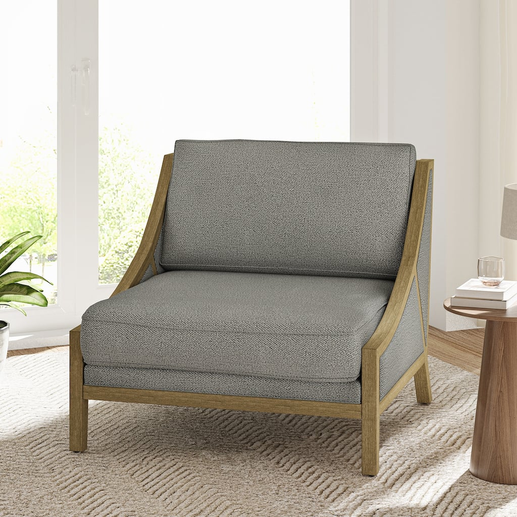 Kim Farmhouse Armchair with Solid Wood Legs