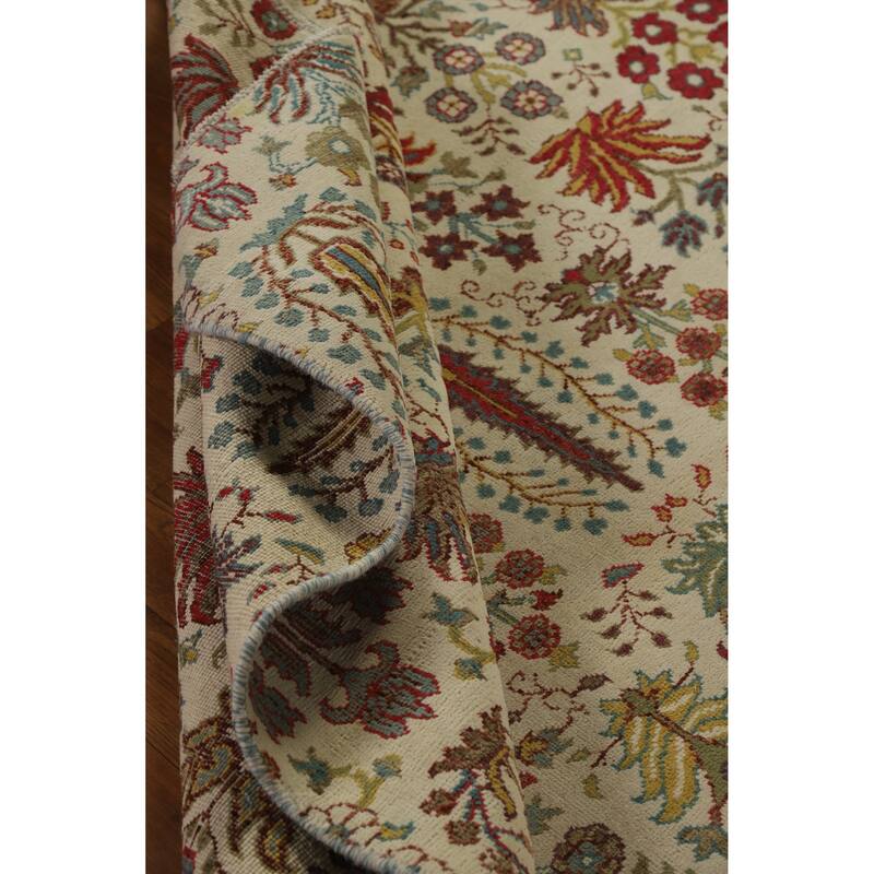 Hand Knotted Oriental 100% Wool Carpet Traditional All-Over Beige & Ivories Ziegler Area Rug - 7' 7'' X 5' 7''