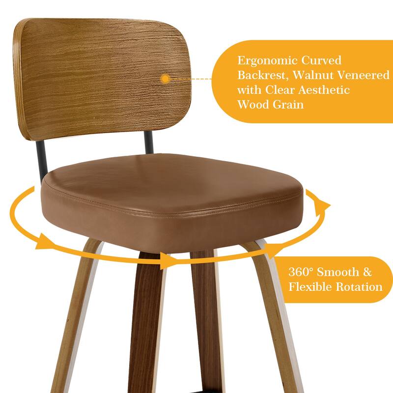 26" Swivel Upholstered Counter Height Bar Stool - 36.4" H x 17.1" W x 20" D