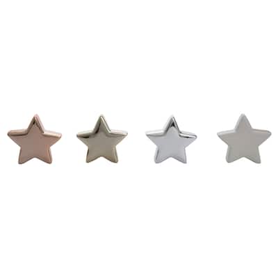 Transpac Ceramic Star Decor Set of 4 Christmas Home Decorations