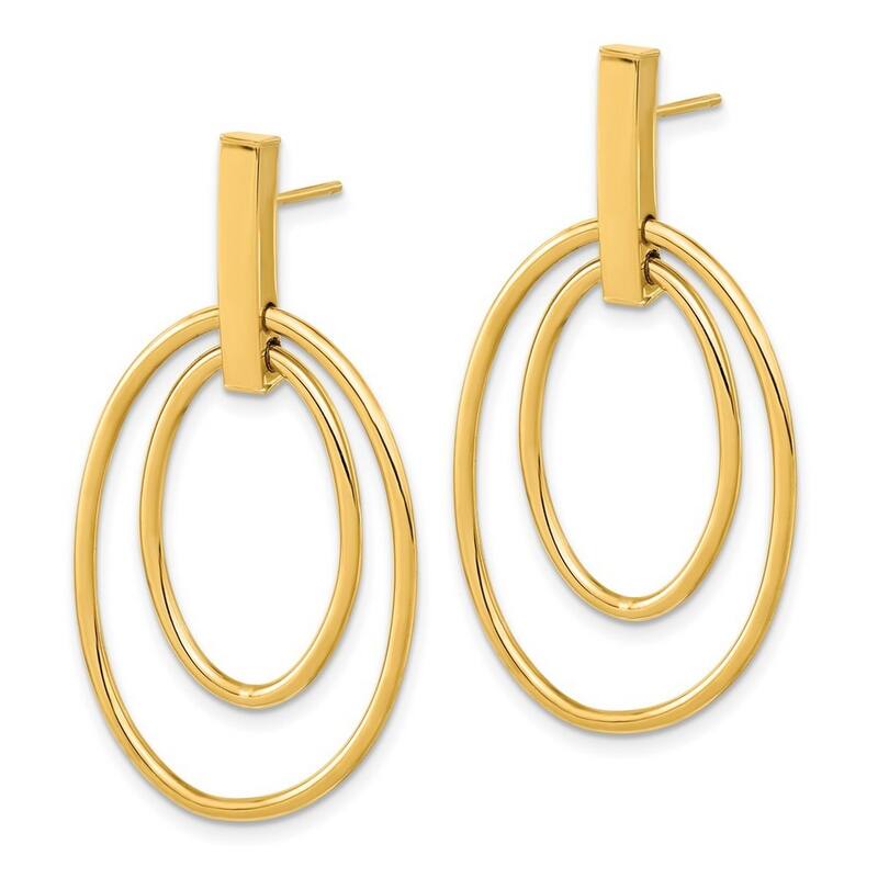 Curata 14k Yellow Gold Polished 42.5x23.75mm Post Guardian Angel Earrings
