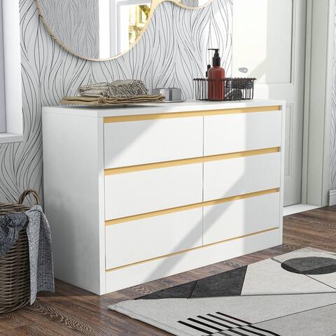 DH BASIC Mod White 6-drawer Double Dresser by Denhour