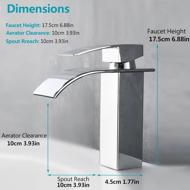 Single Hole Waterfall Spout Bathroom Faucet and Pop Up Drain Included