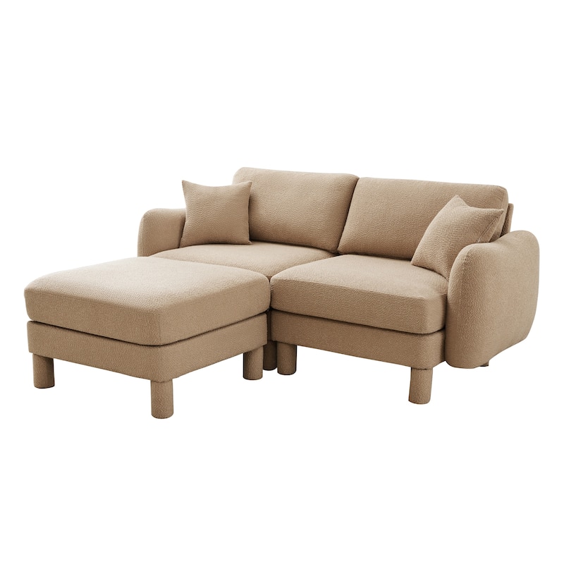 GDFStudio - Boucle 2-Seater 78" Sectional Loveseat Sofa with Removable Ottoman