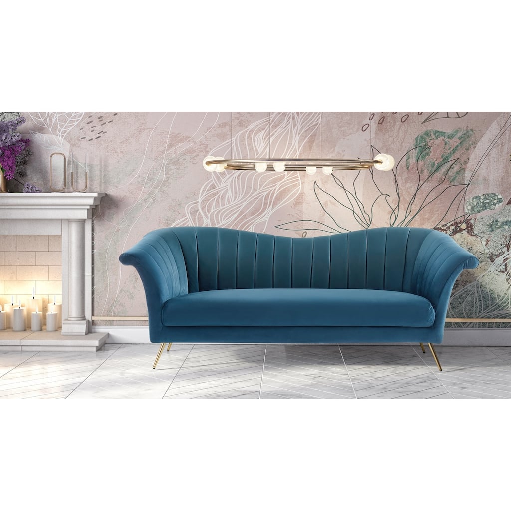 Divani Casa Rilo Modern Blue Fabric Sofa