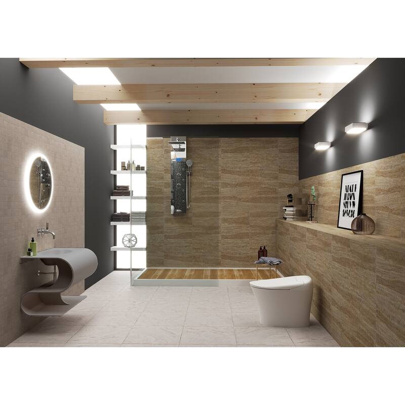 Soprano 30" Wall Mounted S Shape Sink with Shelf - No Faucet Hole