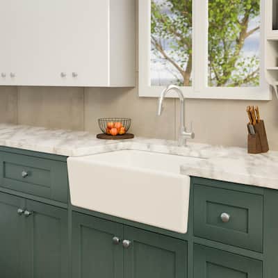 KitchenBathCollection Charleston 33'' x 10" Fireclay Farmhouse Kitchen Sink Set - 33" W x 20.25" L x 10" H