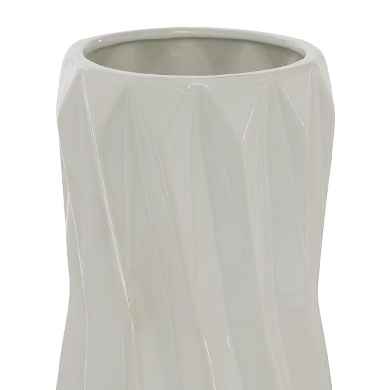 Ceramic Geometric Decorative Vase - White - Roche River Decor