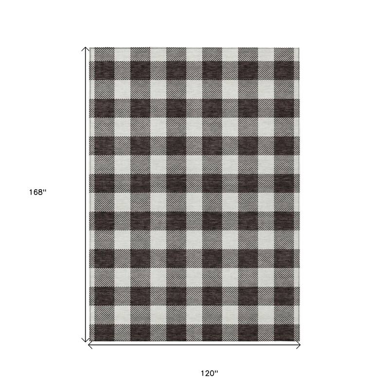 HomeRoots Plaid Transitional Rectangle Outdoor Rug