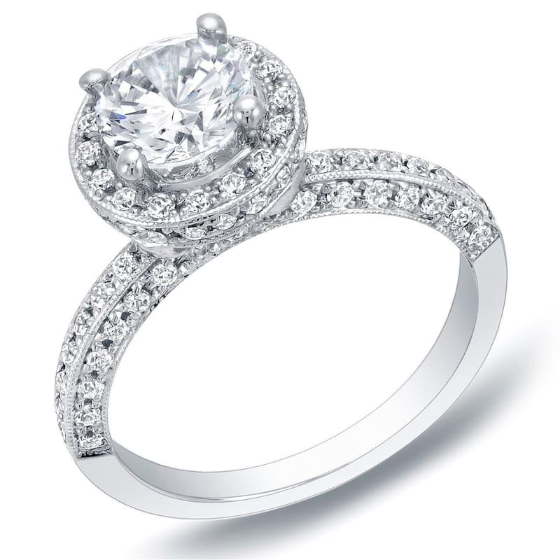 Auriya 14k Gold 1 1/4ctw Vintage Round Halo Diamond Engagement Ring Certified - White - 4