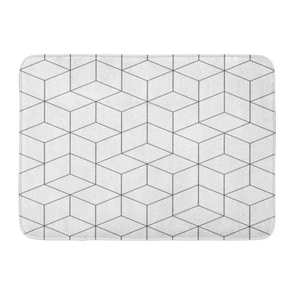 Hexagon Pattern Geometric Hexaganal Cube Modern Black And Simple Grid Net Doormat Floor Rug Bath Mat 23 6x15 7 Inch Multi On Sale Overstock 31778095