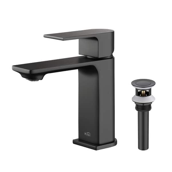slide 2 of 29, Lead-free Solid Brass Single Handle Bathroom Vanity Faucet with Hose Matte Black W/ Pop Up Drain