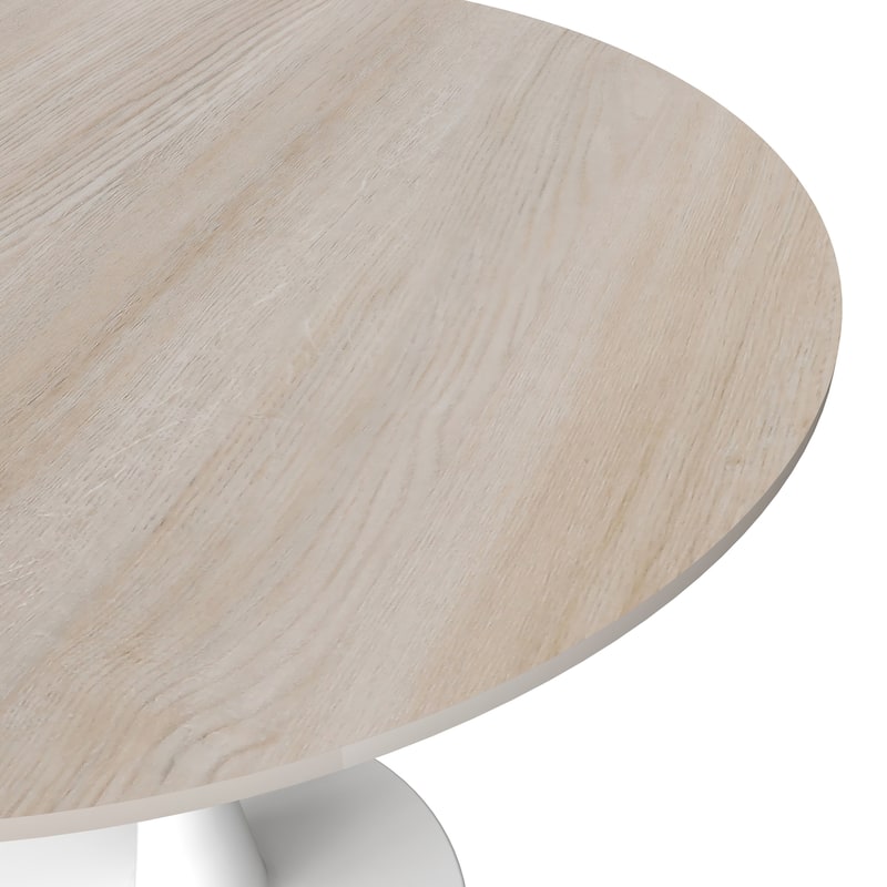 Bristol Round Dining Table for 4, 35" Sintered Stone Tabletop with White Stainless Steel Pedestal Base