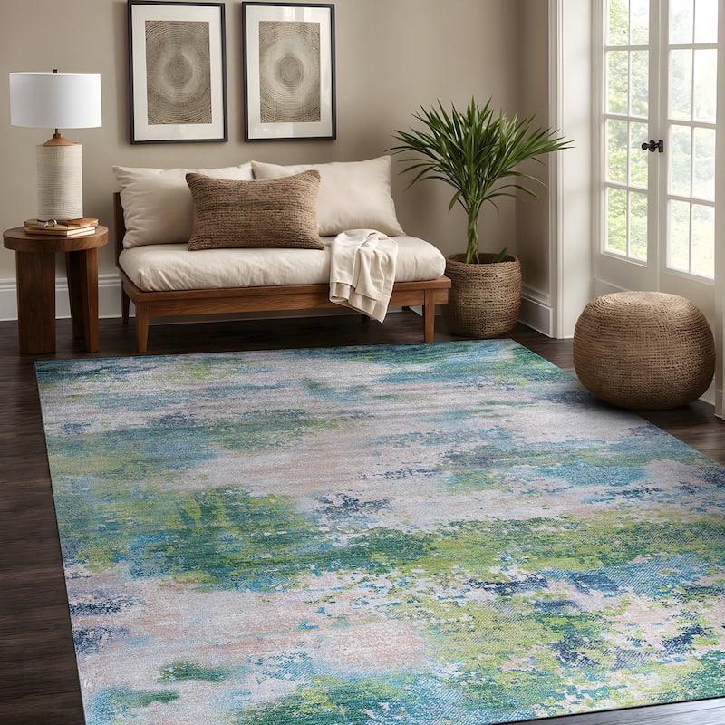 Beverly Rug Queen Abstract Non-Slip Rubber Back Washable Indoor Area Rug