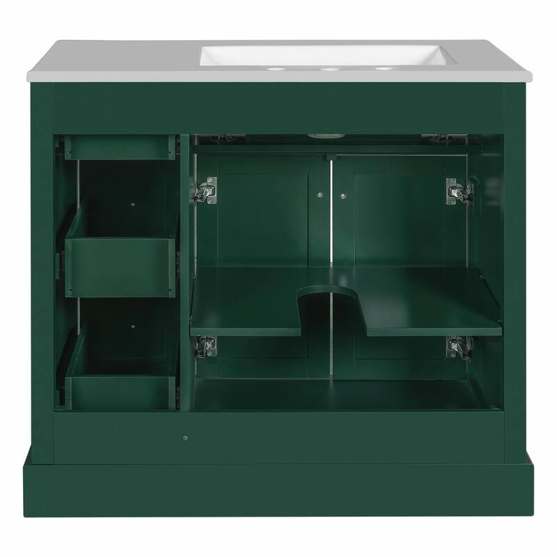 36" Bathroom Vanity with Top, Modern Storage Vanity with Adjustable Shelf