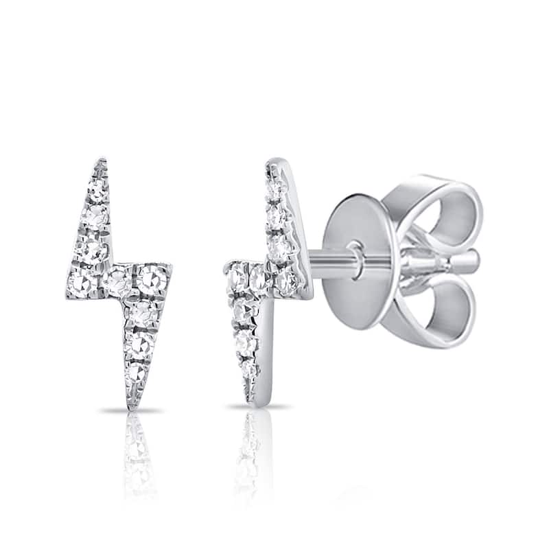 Joelle Collection Diamond Lightning Bolt Studs Earrings - 14K Gold 1/10ct TDW Electrifying Gift