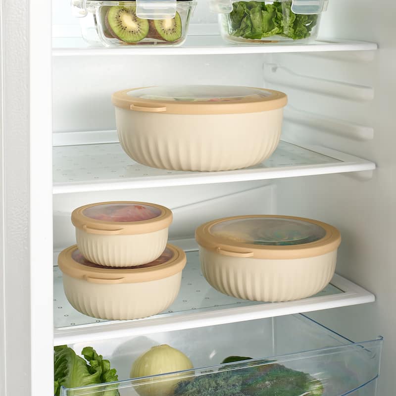 4-Pack BPA-Free Plastic Nesting, Stackable Food Storage Containers with Tight-Seal Lids - 8.7" D x 3.4" H