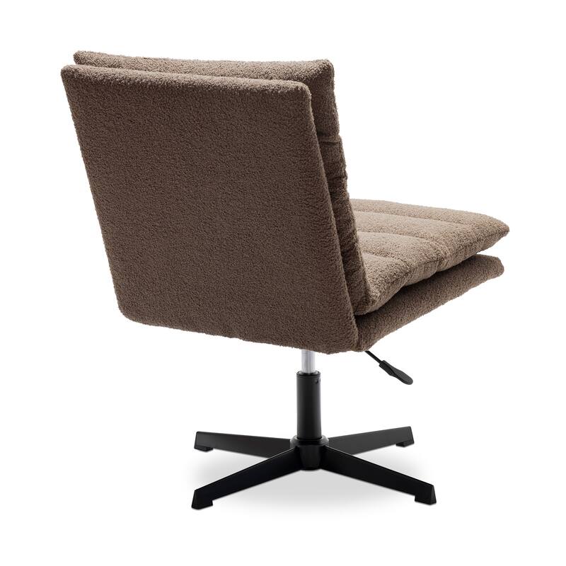 360°Swivel Adjustable Armless Office Chair with Cross Leg,Teddy Fabric