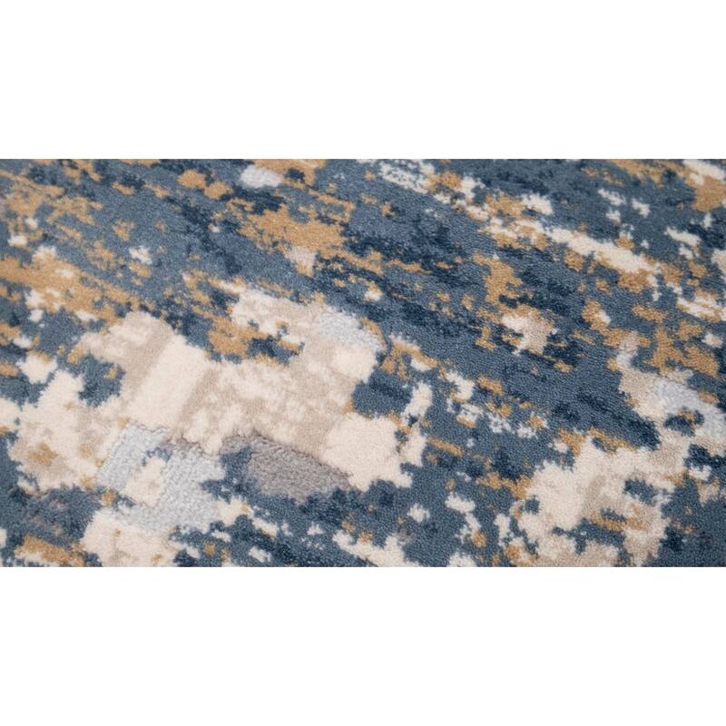 Abstract Marina Blue Beige Rug