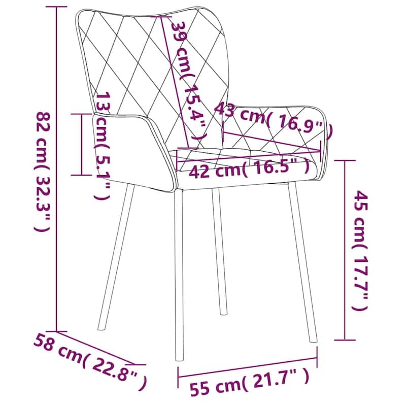 vidaXL Dining Chairs 2 Pcs Accent Upholstered Chair for Living Room Fabric - 21.7" x 22.8" x 32.3"