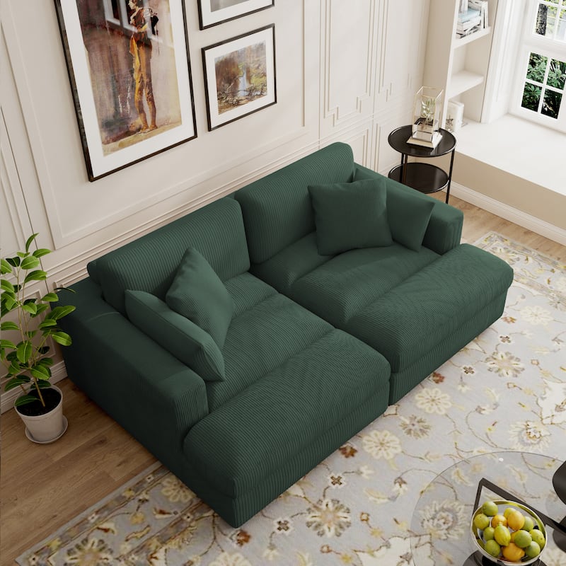 Modern Corduroy Modular Sectional Sofa Chaise Couch Bed