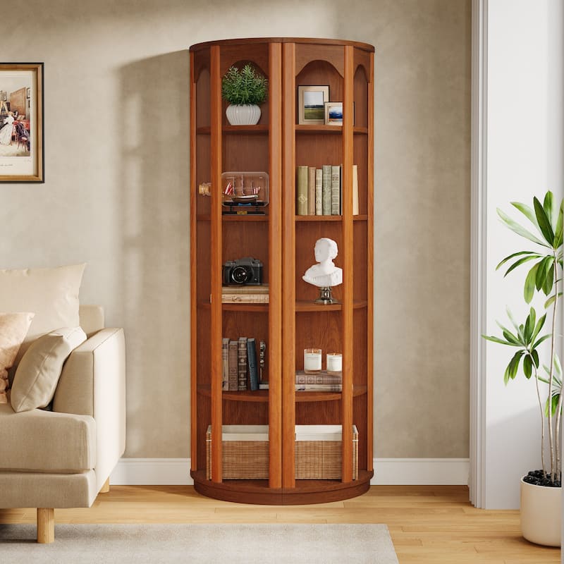 67 Inches Tall Corner Bookshelf 5-Tier Bookcase for Living Room - 14.96"D x 14.96"W x 66.93"H