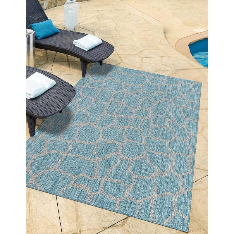 Outdoor Gallery Collection Area Rug - Light Aqua - 6'x9'