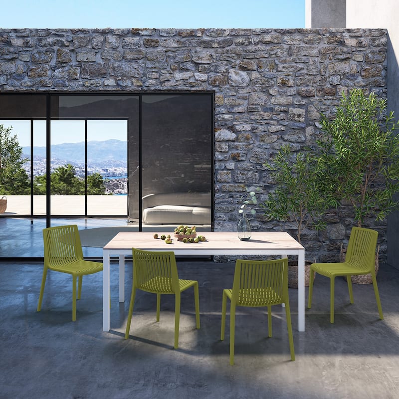 WRGHOME Modern Stacking Patio Dining Side Chair Indoor/Outdoor (Set of 2) - 32.28'' H X 21.26'' W X 22.04'' D