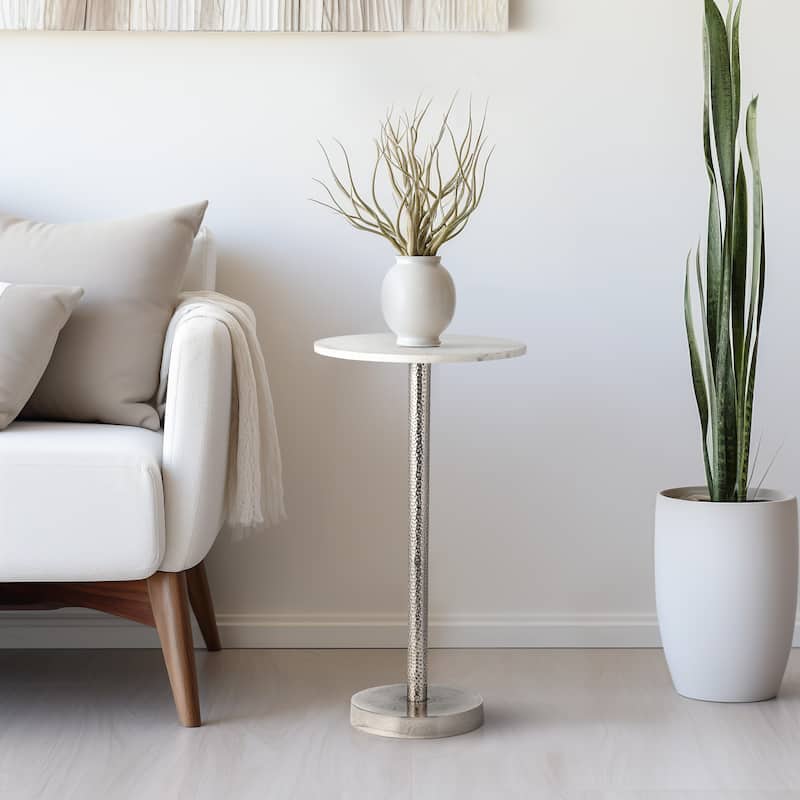 Sagebrook Home's Elegant Aluminum and Stone Accent Table - Perfect Addition to Any Home Decor