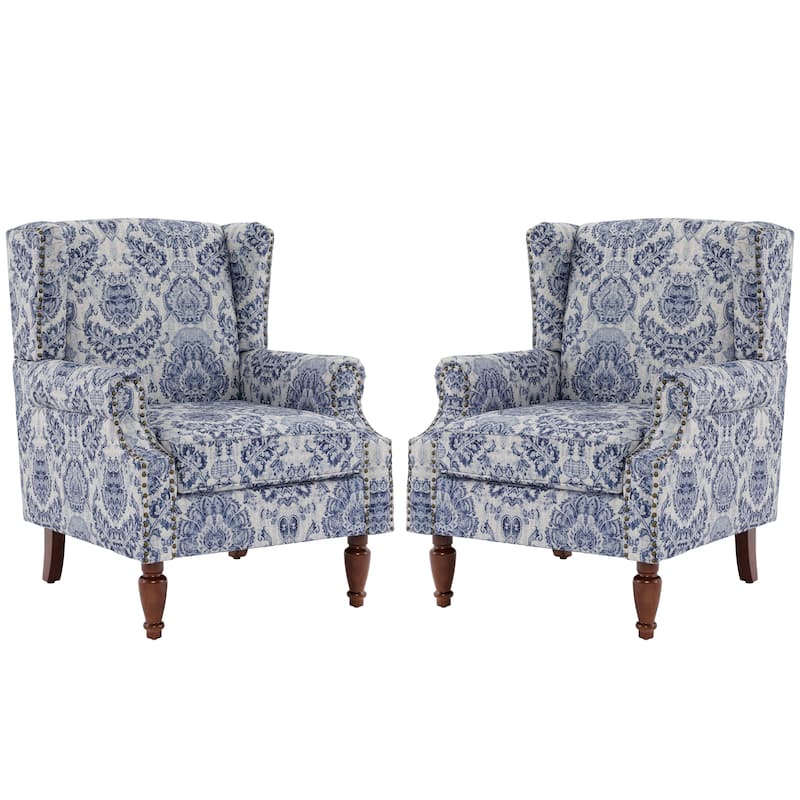 Traditional Nailhead Trim Armchair Accent Chairs Set of 2