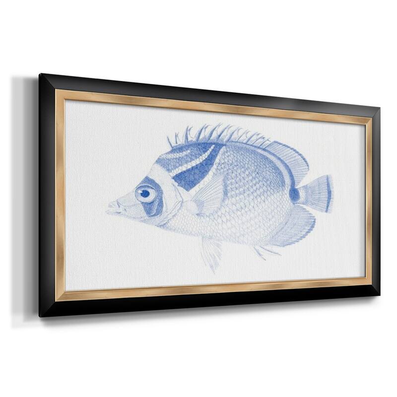 Blue & White Tropical Fish IV Premium Framed Canvas- Ready to Hang