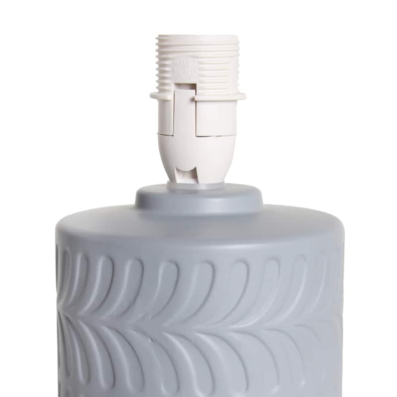 Floral Textured Ceramic Table Lamp with Drum Shade - 10" - Gray