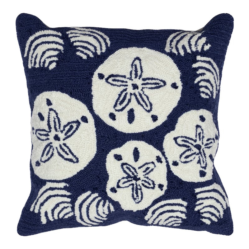 Liora Manne Frontporch Shell Toss Indoor/Outdoor Pillow Navy 18" Square