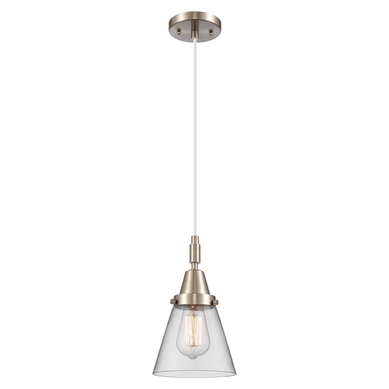 Innovations Lighting Downtown Urban - Caden Cone - 1 Light 6" Cord Hung Mini Pendant - Clear Shade/Brushed Satin Nickel