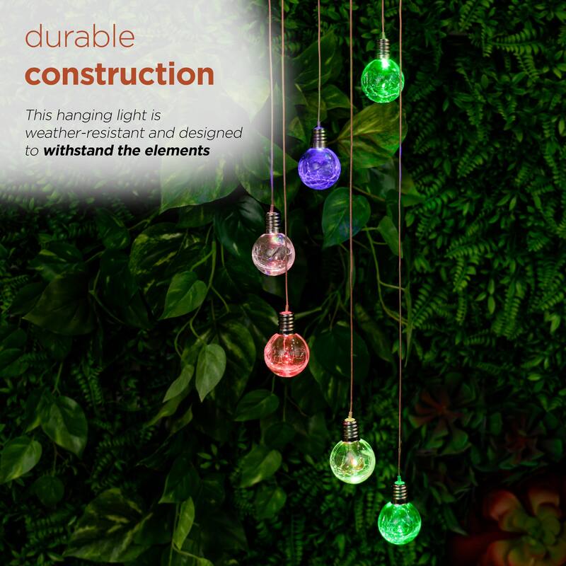 Alpine Corporation RGG644SLR-CC 21/28" Solar Hanging Light - Outdoor LED Hanging Mobile, Garden Lighting, Lawn & Patio Decor