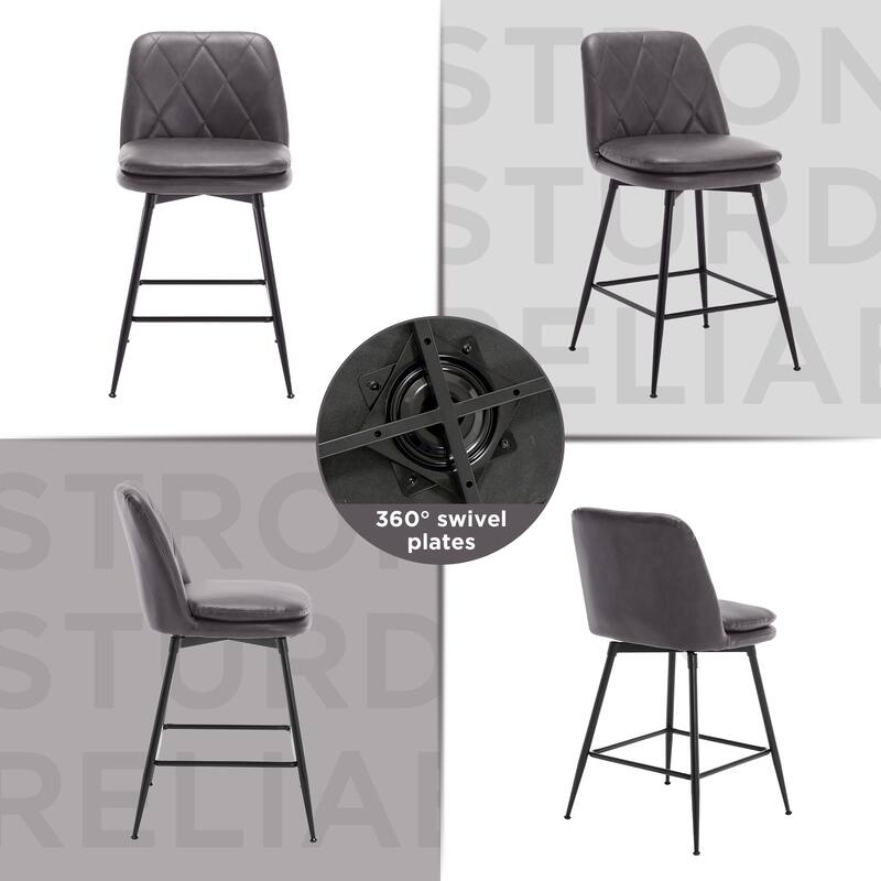 26"/29" Faux Leather Swivel Counter and Bar Height Stools (Set of 4)