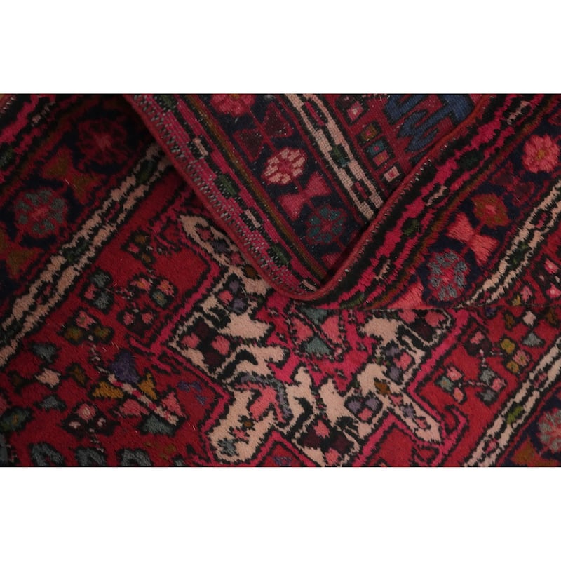 Hand Knotted Oriental 100% Wool Carpet Traditional Tribal Red Gharajeh Runner Rug - 9' 7'' X 2' 3''
