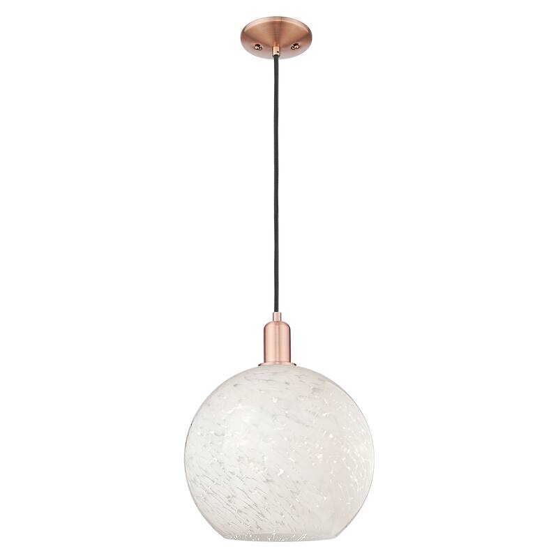 Innovations Lighting Endless Possibilities Arcadia - White Mouchette - 1 Light 12" Cord Hung Mini Pendant - Antique Copper