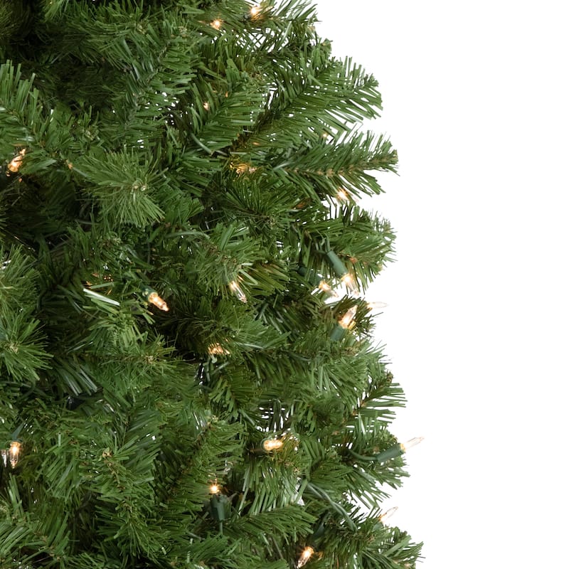 7.5' Pre-Lit Hazelton Spruce Pencil Artificial Christmas Tree Clear Lights