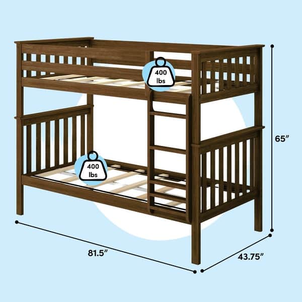 dimension image slide 3 of 9, Max & Lily Twin over Twin Bunk Bed with Ladder