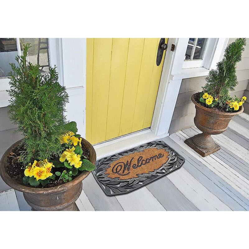 A1HC Rubber/ Coir Brush Welcome Doormat 23" X 38", Mesh Border