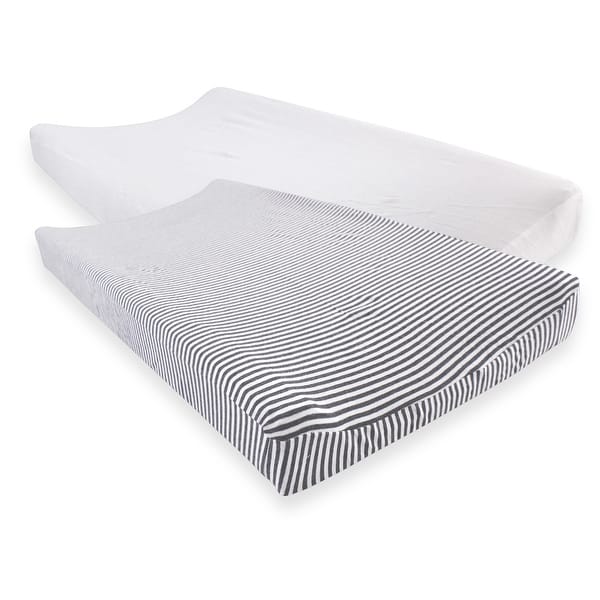 slide 1 of 1, Touched by Nature Baby Organic Cotton Changing Pad Cover, White Heather Charcoal, One Size - White Heather Charcoal Organic Cotton - White Heather Charcoal